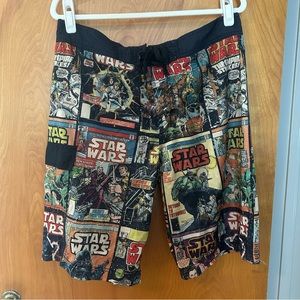 Star Wars comic book print swim trunks